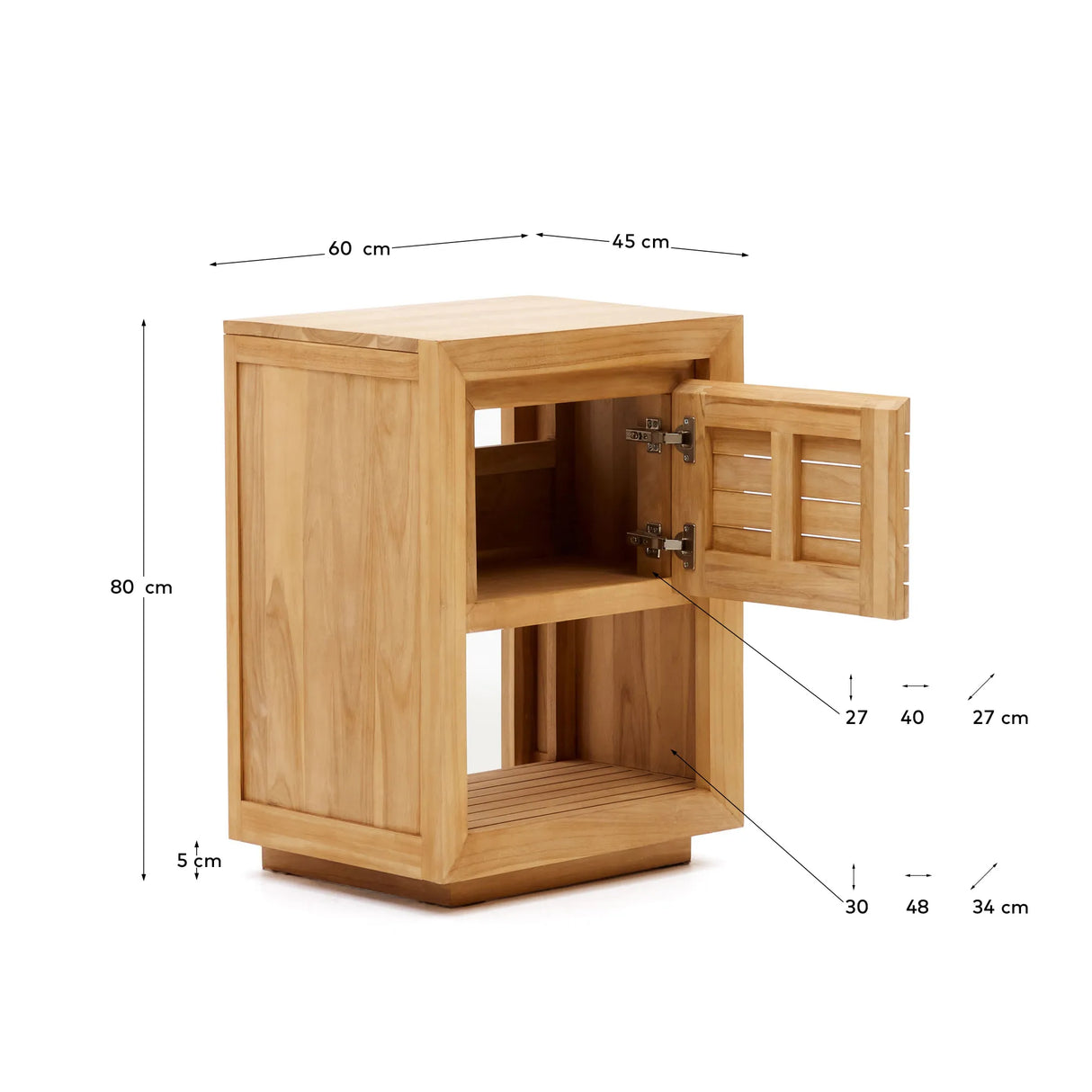 Saula Badezimmermöbel aus massivem Teakholz natürlichem Finish 60 x 45 cm von Kave Home – Produktbild 3