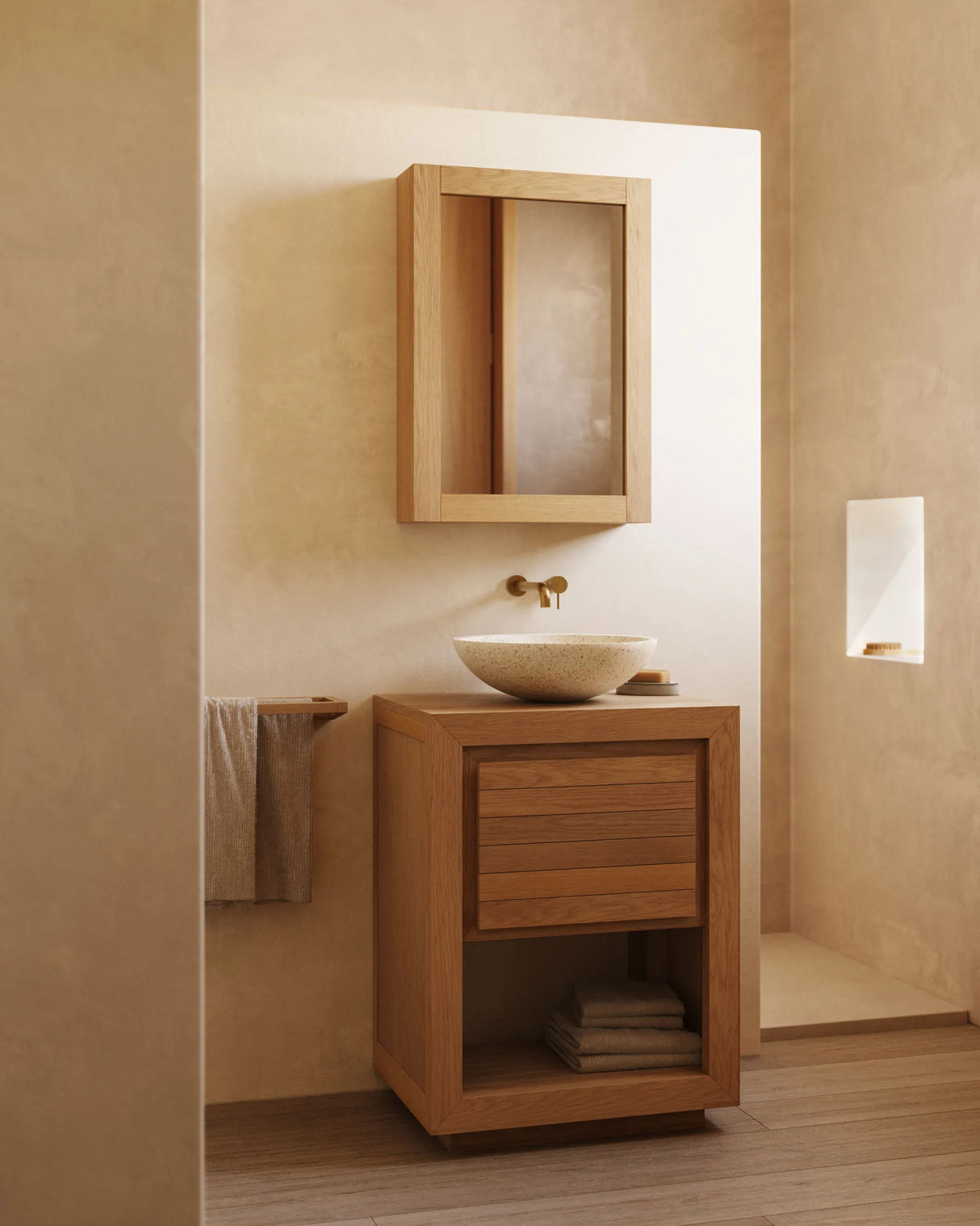 Saula Badezimmermöbel aus massivem Teakholz natürlichem Finish 60 x 45 cm von Kave Home – Produktbild 4