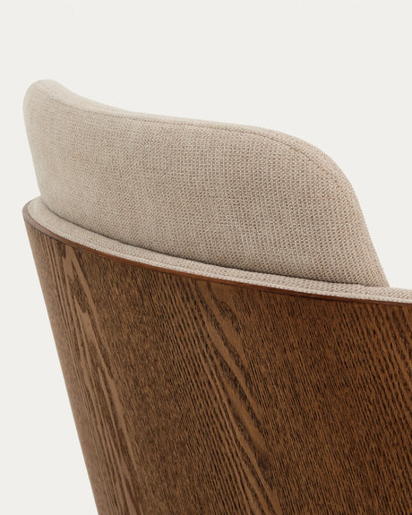 Schreibtischstuhl Madai aus brauner Chenille und Eschenfurnier in Nussbaum-Optik, FSC Mix Credit von Kave Home – Produktbild 11