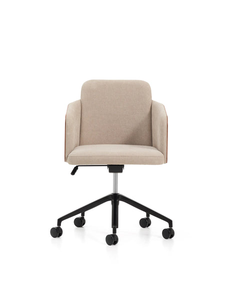 Schreibtischstuhl Madai aus brauner Chenille und Eschenfurnier in Nussbaum-Optik, FSC Mix Credit von Kave Home – Produktbild 6