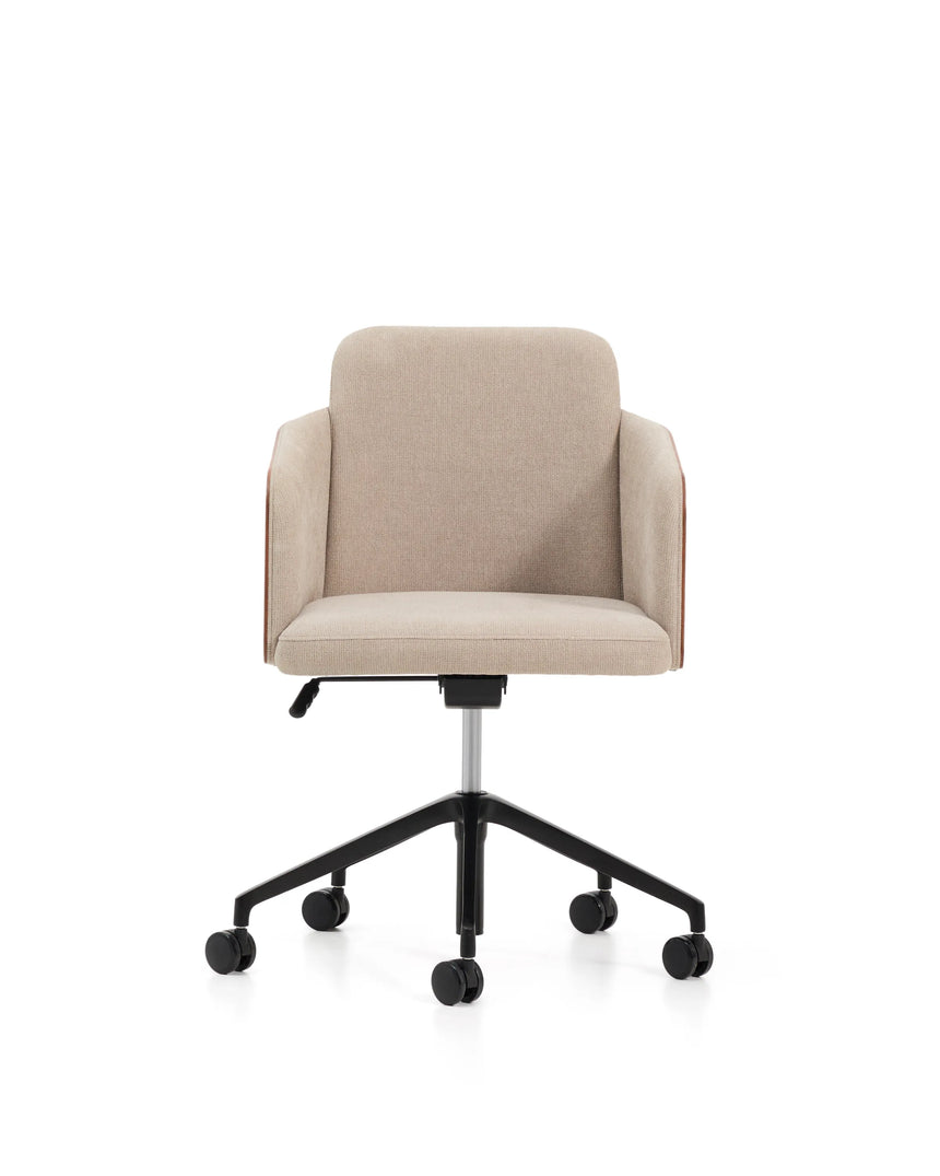Schreibtischstuhl Madai aus brauner Chenille und Eschenfurnier in Nussbaum-Optik, FSC Mix Credit von Kave Home – Produktbild 6