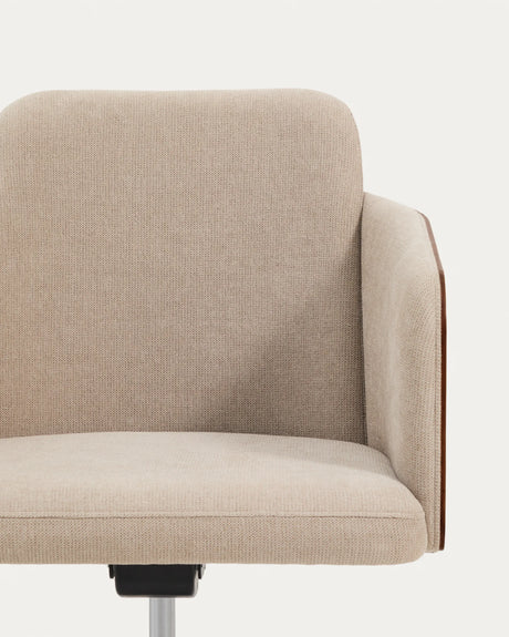 Schreibtischstuhl Madai aus brauner Chenille und Eschenfurnier in Nussbaum-Optik, FSC Mix Credit von Kave Home – Produktbild 7