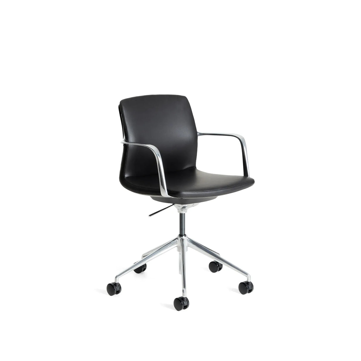 Schreibtischstuhl Nerlan aus schwarzem Kunstleder und Aluminiumgestell - ZEN ZONE Furniture