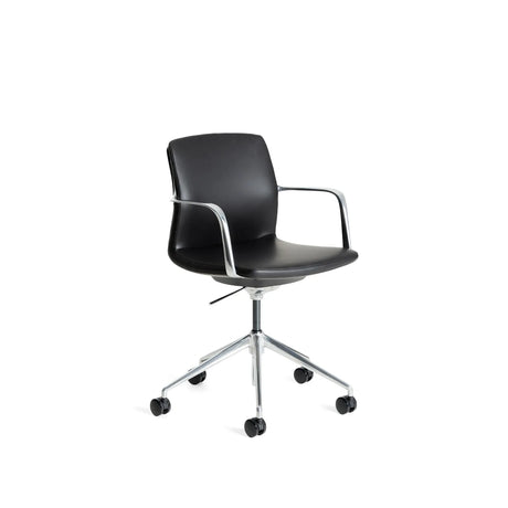 Schreibtischstuhl Nerlan aus schwarzem Kunstleder und Aluminiumgestell - ZEN ZONE Furniture