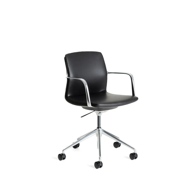 Schreibtischstuhl Nerlan aus schwarzem Kunstleder und Aluminiumgestell - ZEN ZONE Furniture
