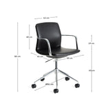 Schreibtischstuhl Nerlan aus schwarzem Kunstleder und Aluminiumgestell - ZEN ZONE Furniture