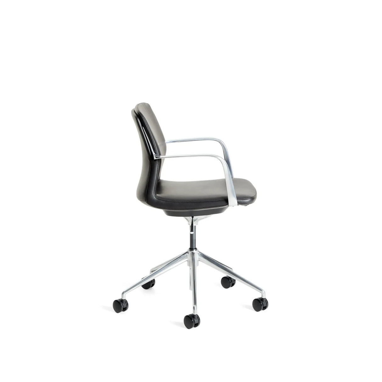 Schreibtischstuhl Nerlan aus schwarzem Kunstleder und Aluminiumgestell - ZEN ZONE Furniture