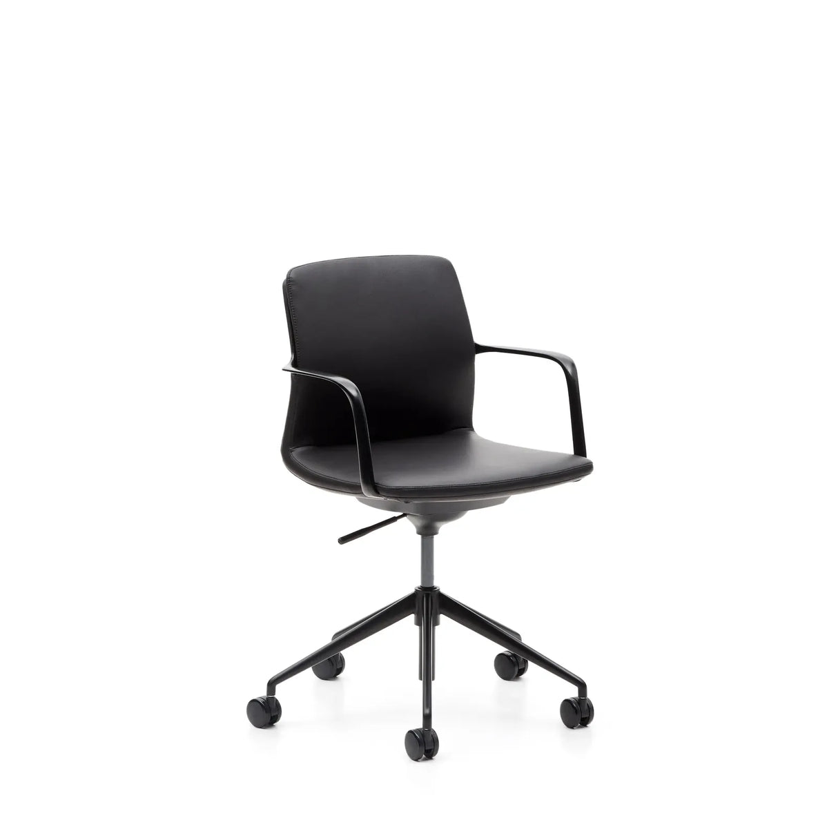 Schreibtischstuhl Nerlan aus schwarzem Kunstleder und schwarzem Aluminiumgestell - ZEN ZONE Furniture