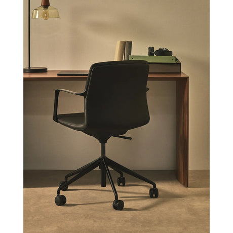 Schreibtischstuhl Nerlan aus schwarzem Kunstleder und schwarzem Aluminiumgestell - ZEN ZONE Furniture