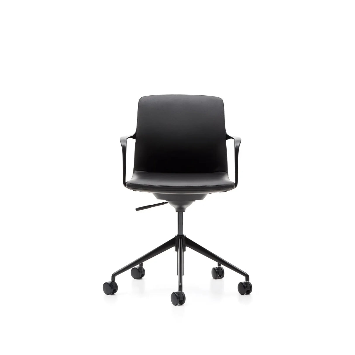 Schreibtischstuhl Nerlan aus schwarzem Kunstleder und schwarzem Aluminiumgestell - ZEN ZONE Furniture