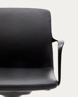 Schreibtischstuhl Nerlan aus schwarzem Kunstleder und schwarzem Aluminiumgestell von Kave Home – Produktbild 8