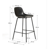 Schwarzer Hocker Altea mit Stahlbeinen mit schwarzem Finish, 65 cm von Kave Home – Bild 2