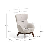 Sessel Adiran mit dicker Chenille in Beige und Beinen aus massivem Eichenholz mit Nussbaum-Finish von Kave Home – Bild 2