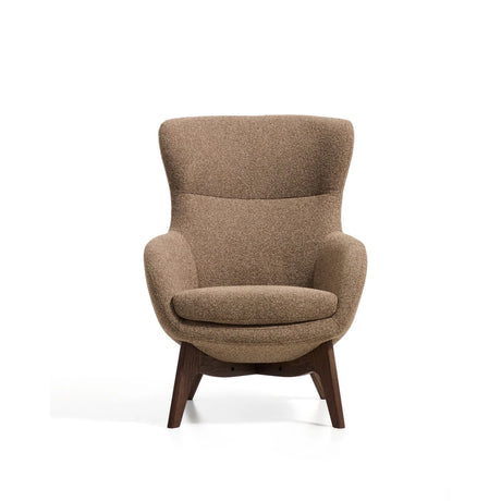 Sessel Adiran mit dicker Chenille in Hellbraun und Beinen aus massivem Eichenholz mit Nussbaum-Finish von Kave Home – Bild 5