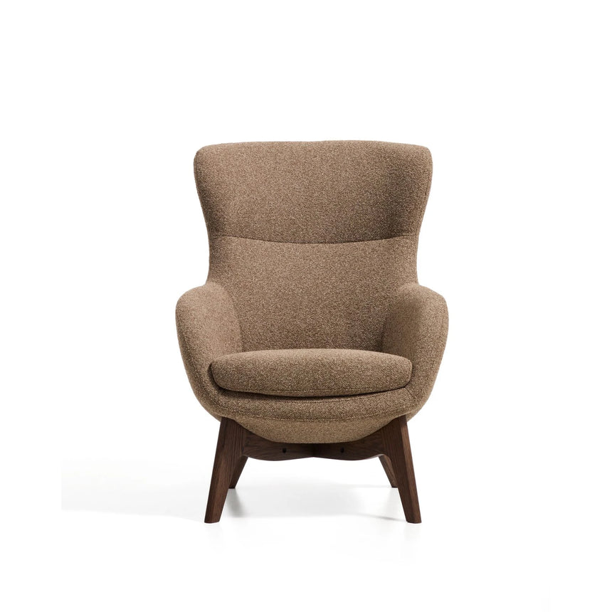 Sessel Adiran mit dicker Chenille in Hellbraun und Beinen aus massivem Eichenholz mit Nussbaum-Finish von Kave Home – Bild 5