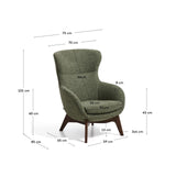 Sessel Adiran mit dicker Chenille in Moosgrün und Beinen aus massivem Eichenholz mit Nussbaum-Finish von Kave Home – Bild 2