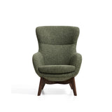Sessel Adiran mit dicker Chenille in Moosgrün und Beinen aus massivem Eichenholz mit Nussbaum-Finish von Kave Home – Bild 5