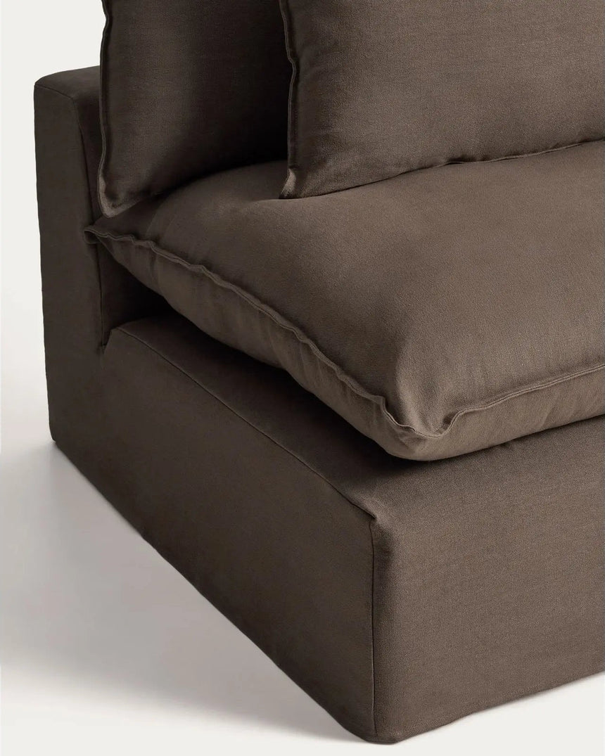 Sessel Anarela mit abnehmbarem Bezug aus 100 % Leinen in Taupe, 110 cm, FSC Mix Credit von Kave Home – Bild 4