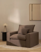 Sessel Anarela mit abnehmbarem Bezug aus 100 % Leinen in Taupe, 130 cm, FSC Mix Credit von Kave Home – Bild 2
