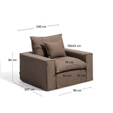 Sessel Anarela mit abnehmbarem Bezug aus 100 % Leinen in Taupe, 130 cm, FSC Mix Credit von Kave Home – Bild 3