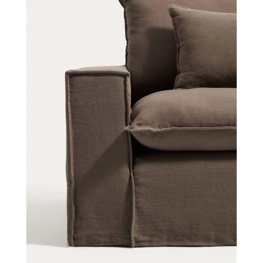 Sessel Anarela mit abnehmbarem Bezug aus 100 % Leinen in Taupe, 130 cm, FSC Mix Credit von Kave Home – Bild 6