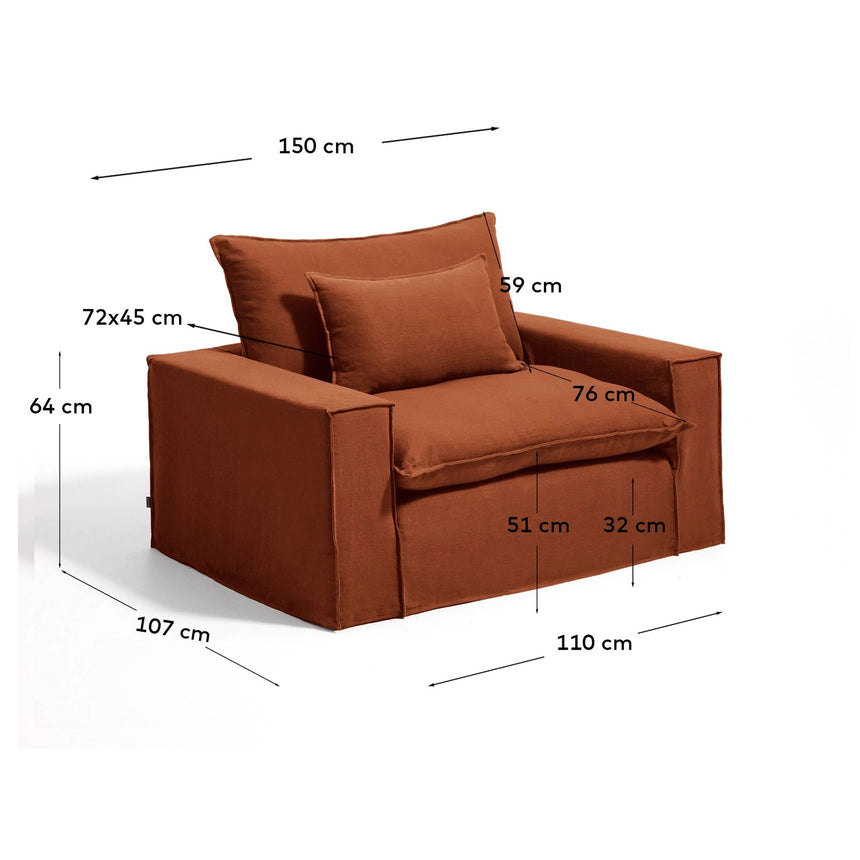 Sessel Anarela mit abnehmbarem Bezug aus Leinen, 150 cm, FSC Mix Credit von Kave Home – Bild 3