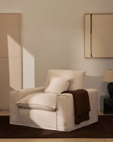 Sessel Anarela mit abnehmbarem Bezug aus Leinen und Viskose in Beige, 130 cm, FSC Mix Credit von Kave Home – Bild 2