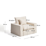 Sessel Anarela mit abnehmbarem Bezug aus Leinen und Viskose in Beige, 130 cm, FSC Mix Credit von Kave Home – Bild 3