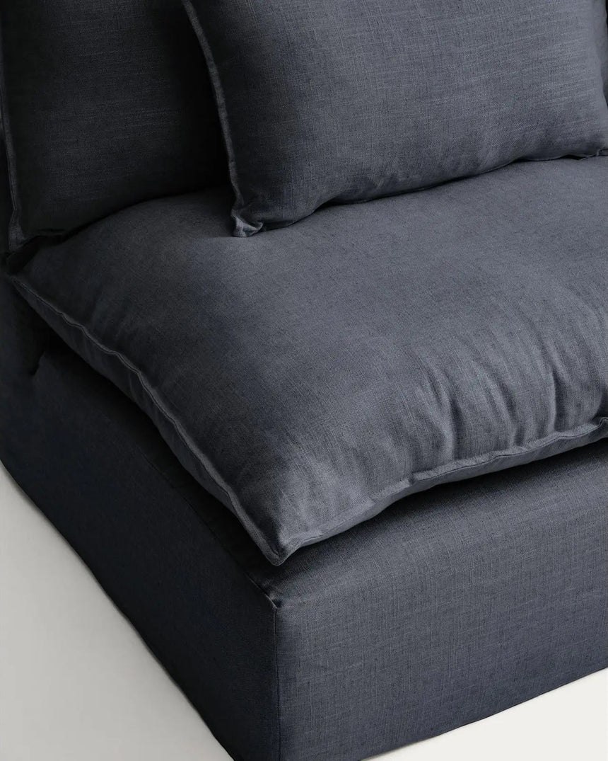 Sessel Anarela mit abnehmbarem Bezug aus Leinen und Viskose in Dunkelgrau, 110 cm, FSC Mix Credit von Kave Home – Bild 4