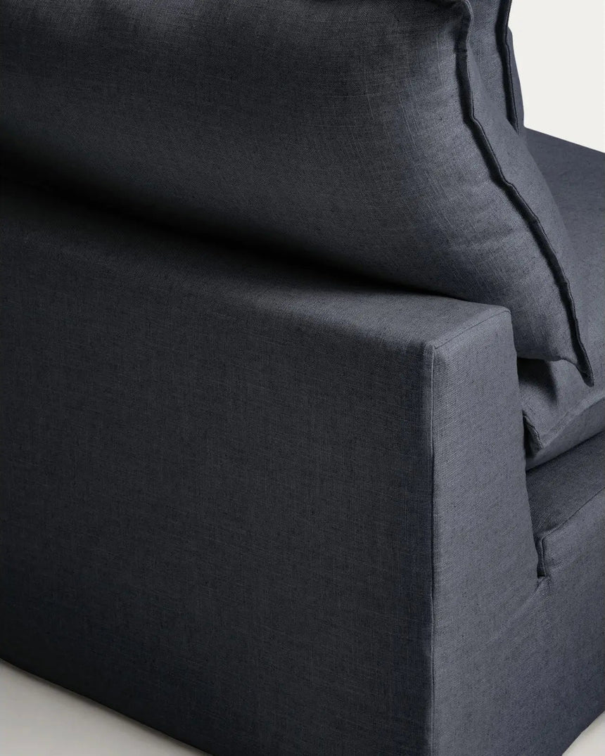 Sessel Anarela mit abnehmbarem Bezug aus Leinen und Viskose in Dunkelgrau, 110 cm, FSC Mix Credit von Kave Home – Bild 6