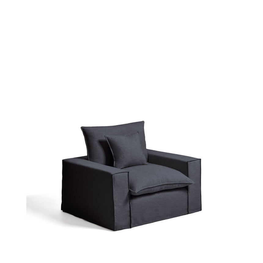 Sessel Anarela mit abnehmbarem Bezug aus Leinen und Viskose in Dunkelgrau, 130 cm, FSC Mix Credit von Kave Home – Bild 3