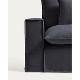 Sessel Anarela mit abnehmbarem Bezug aus Leinen und Viskose in Dunkelgrau, 130 cm, FSC Mix Credit von Kave Home – Bild 5