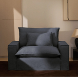 Sessel Anarela mit abnehmbarem Bezug aus Leinen und Viskose in Dunkelgrau, 150 cm, FSC Mix Credit von Kave Home – Bild 2