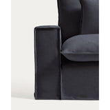 Sessel Anarela mit abnehmbarem Bezug aus Leinen und Viskose in Dunkelgrau, 150 cm, FSC Mix Credit von Kave Home – Bild 5