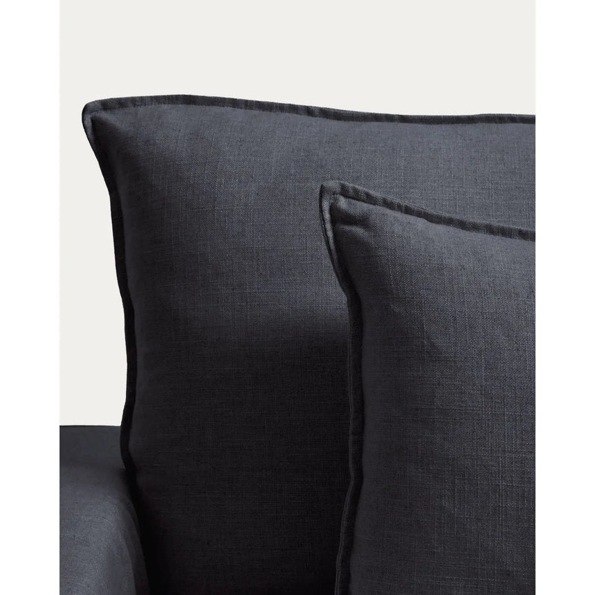 Sessel Anarela mit abnehmbarem Bezug aus Leinen und Viskose in Dunkelgrau, 150 cm, FSC Mix Credit von Kave Home – Bild 7