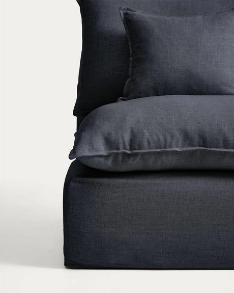 Sessel Anarela mit abnehmbarem Bezug aus Leinen und Viskose in Dunkelgrau, 90 cm, FSC Mix Credit von Kave Home – Bild 3