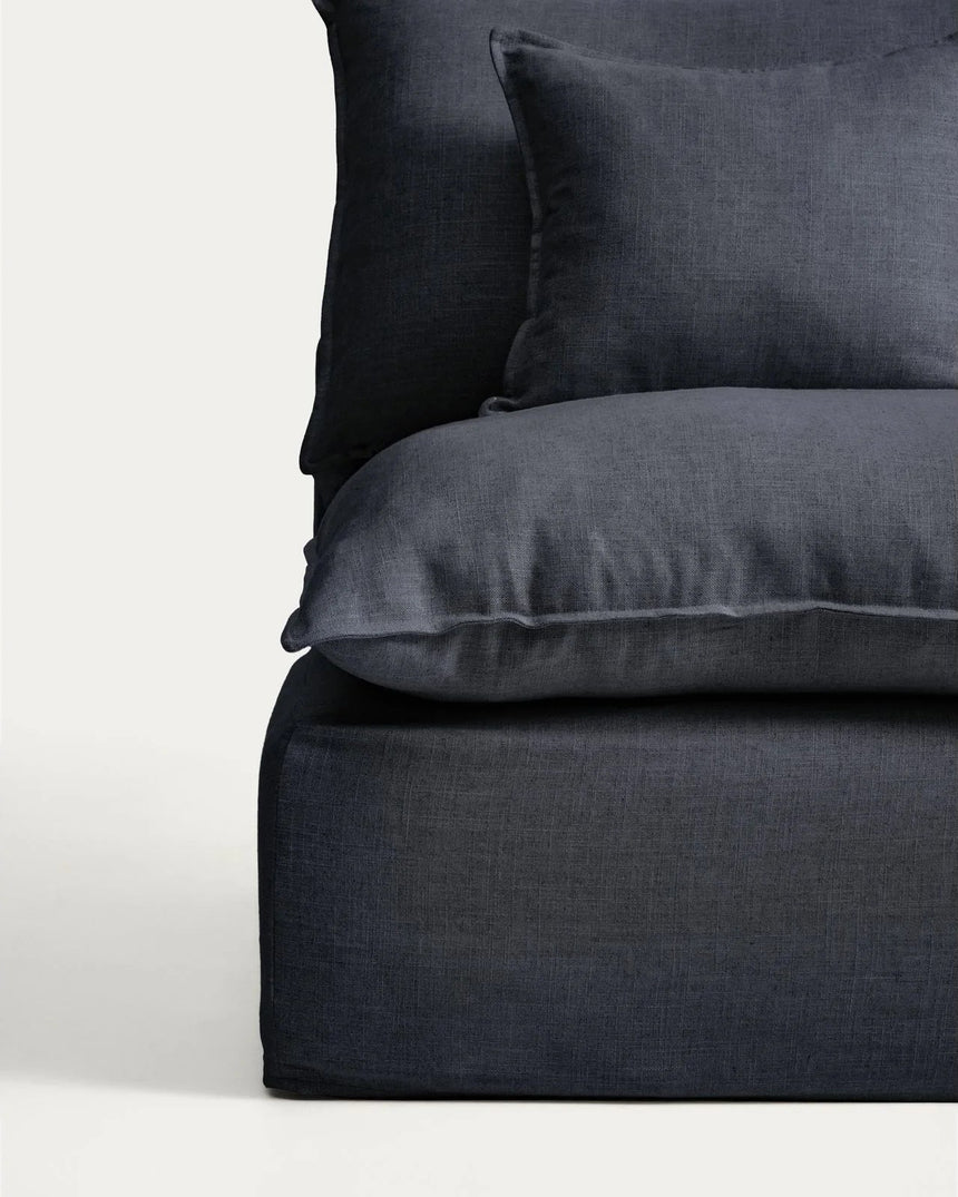 Sessel Anarela mit abnehmbarem Bezug aus Leinen und Viskose in Dunkelgrau, 90 cm, FSC Mix Credit von Kave Home – Bild 3