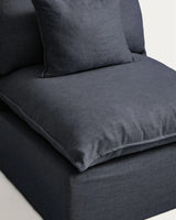 Sessel Anarela mit abnehmbarem Bezug aus Leinen und Viskose in Dunkelgrau, 90 cm, FSC Mix Credit von Kave Home – Bild 4