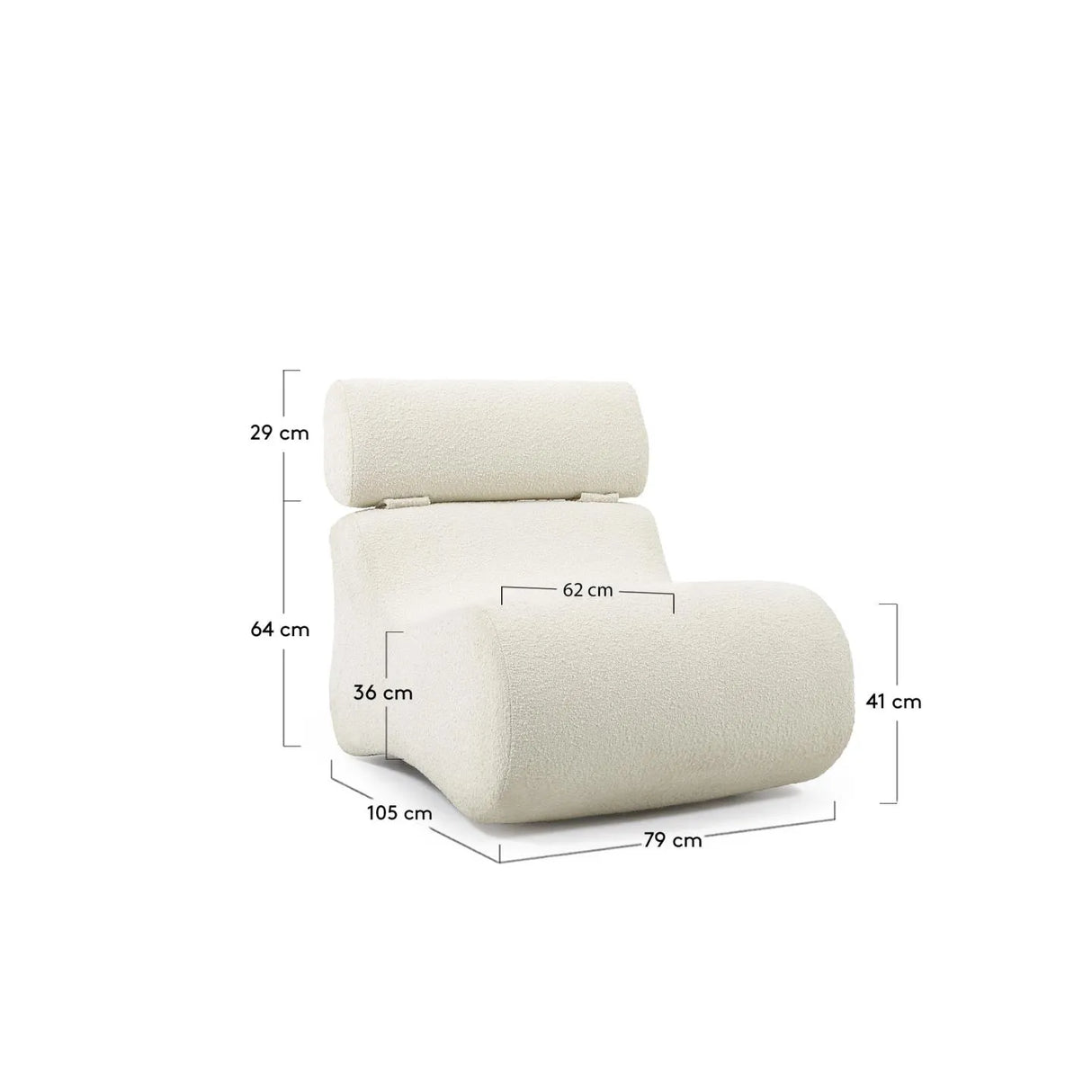 Sessel Club mit Bouclé-Stoff in Weiß von Kave Home – Produktbild 4