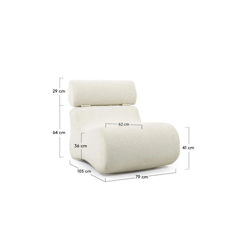 Sessel Club mit Bouclé-Stoff in Weiß von Kave Home – Produktbild 4
