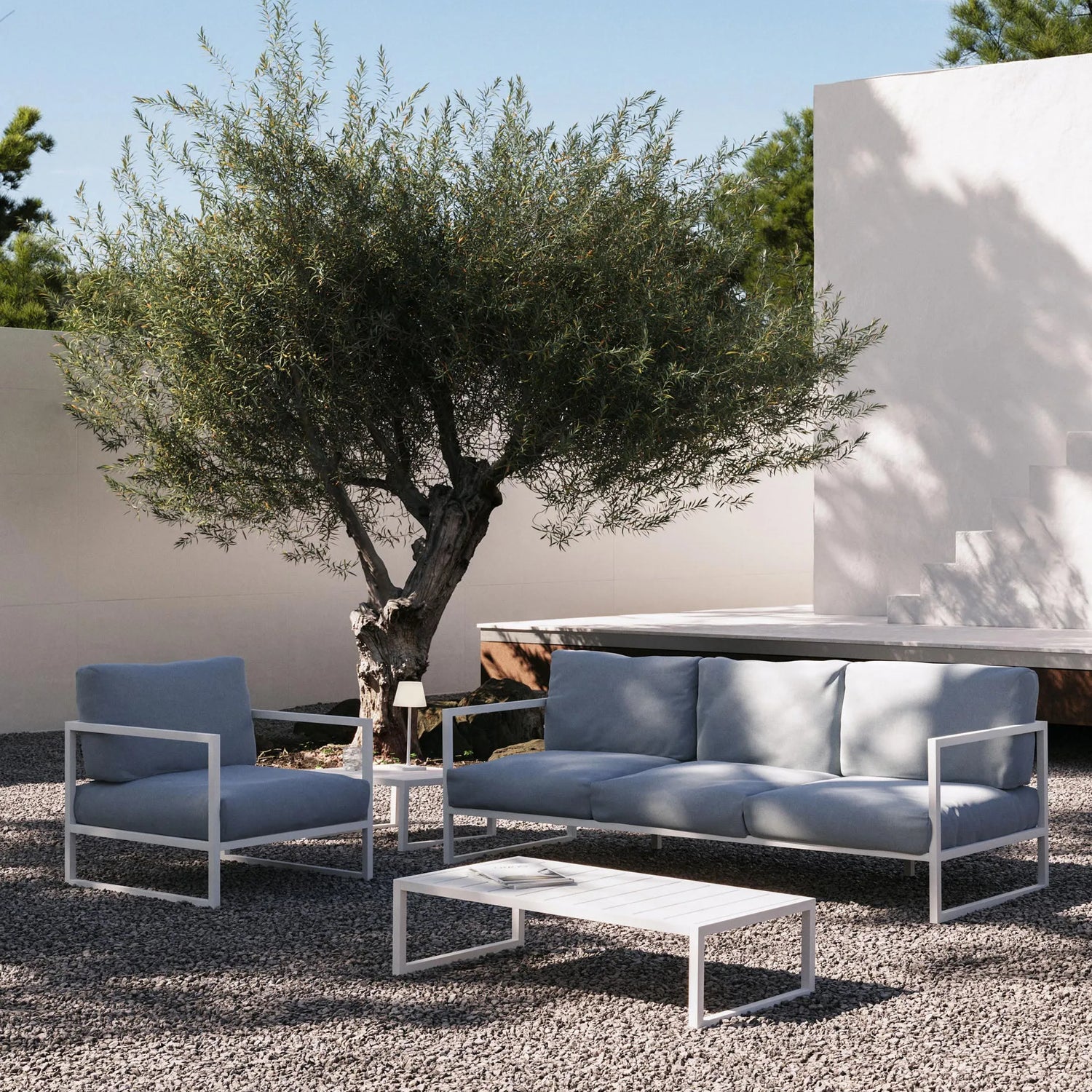 Sessel Comova 100% outdoor blau und Aluminium weiss von Kave Home – Produktbild 6