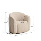 Sessel Corvena aus Chenille in Beige FSC-Mix-Kredit 85 cm von Kave Home – Bild 3