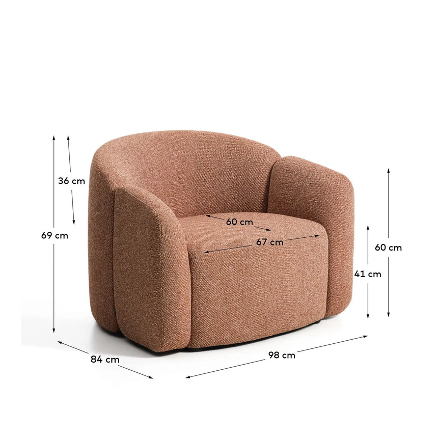 Sessel Corvena aus Chenille in Terrakotta FSC-Mix-Kredit 98 cm von Kave Home – Bild 4