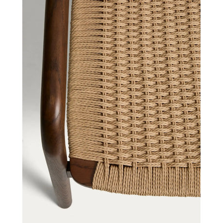 Sessel Derile aus massivem Eichenholz mit Nussbaum-Finish und beigem Papierseil 100% FSC von Kave Home – Bild 9