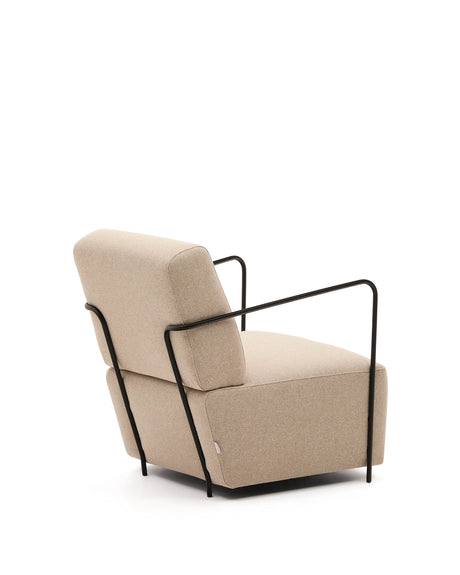 Sessel Gamer in Beige und Metall mit mattschwarzer Lackierung von Kave Home – Produktbild 10