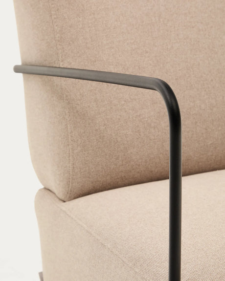 Sessel Gamer in Beige und Metall mit mattschwarzer Lackierung von Kave Home – Produktbild 3