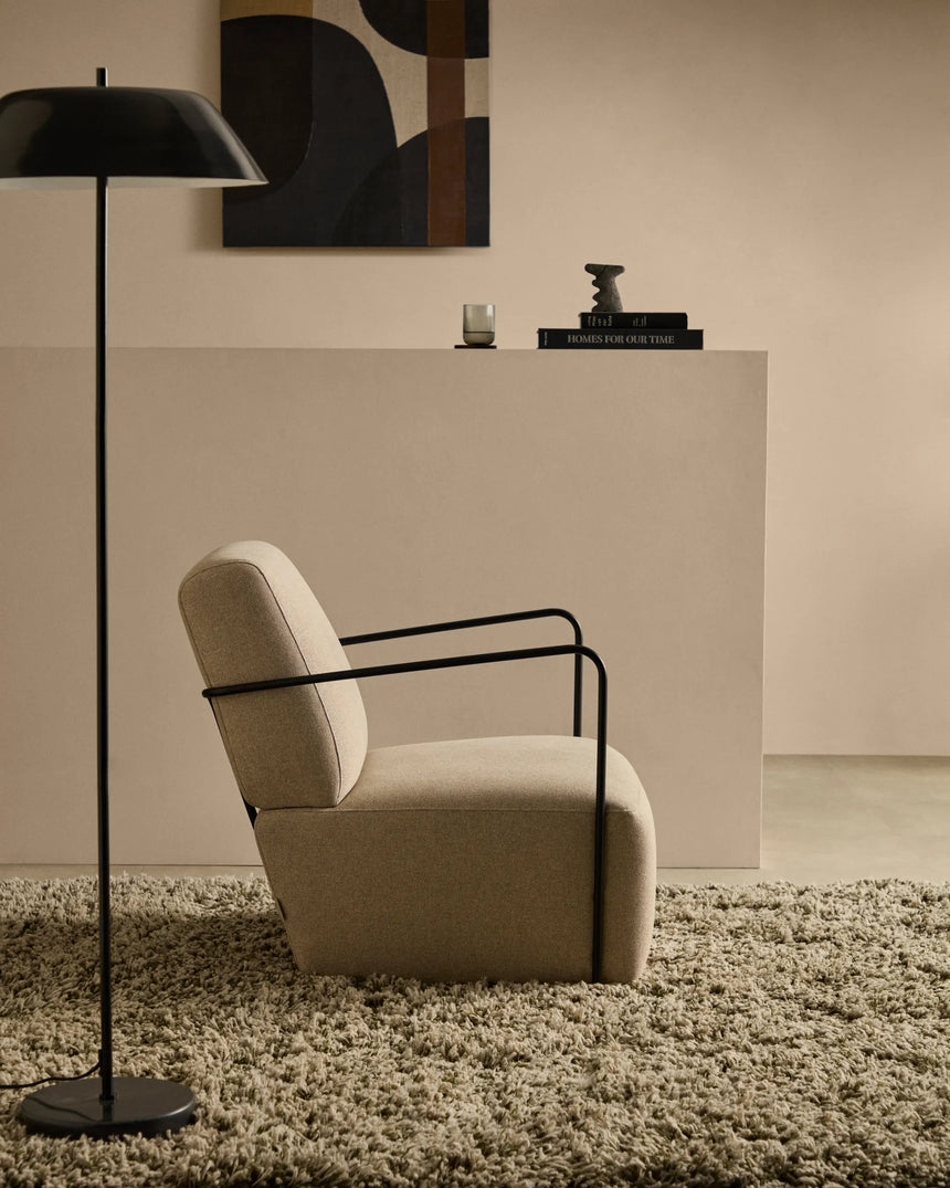 Sessel Gamer in Beige und Metall mit mattschwarzer Lackierung von Kave Home – Produktbild 6