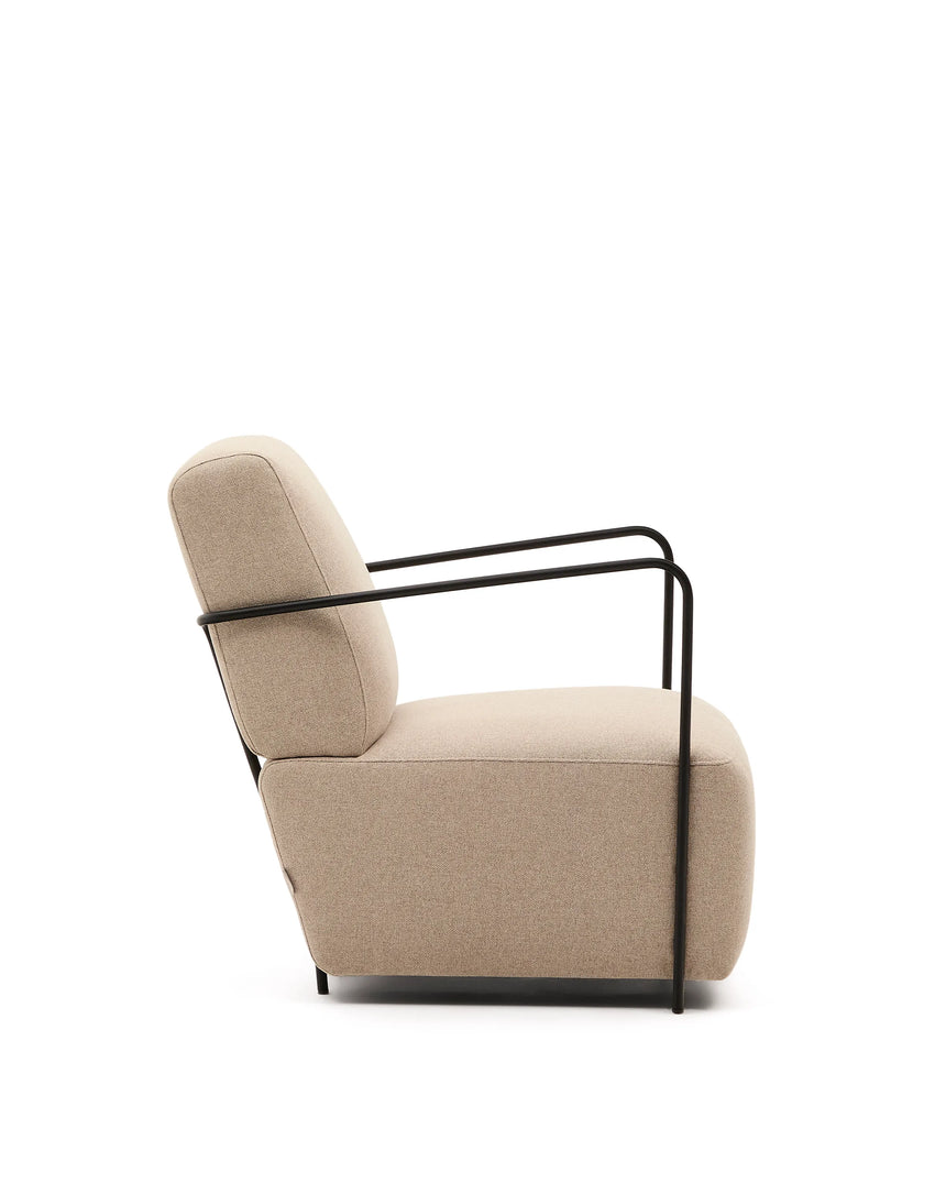 Sessel Gamer in Beige und Metall mit mattschwarzer Lackierung von Kave Home – Produktbild 9