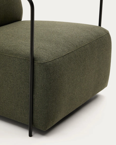 Sessel Gamer in Grün und Metall mit mattschwarzer Lackierung von Kave Home – Produktbild 1
