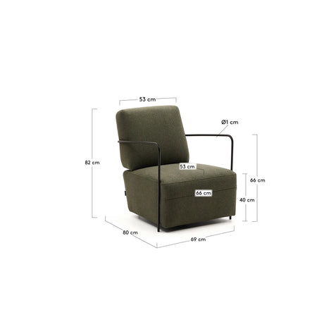 Sessel Gamer in Grün und Metall mit mattschwarzer Lackierung von Kave Home – Produktbild 5